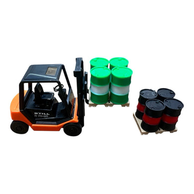 HO scale Warehouse Forklift Kit, Drums, Pallets, and Gaylords