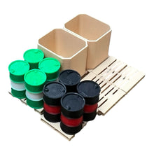 Load image into Gallery viewer, HO scale Warehouse Forklift Kit, Drums, Pallets, and Gaylords