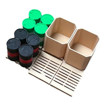 Load image into Gallery viewer, HO scale Warehouse Forklift Kit, Drums, Pallets, and Gaylords